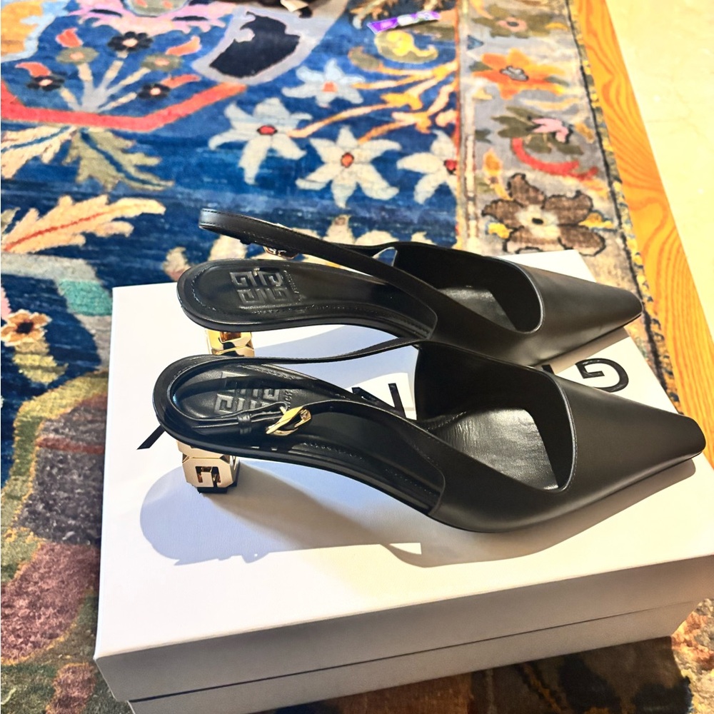 Givenchy Black Slingback Heels with Gold Details - Picture 3 of 6
